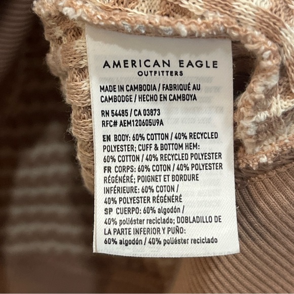 AMERICAN EAGLE AE BIG HUG WAFFLE CREW NECK SWEATSHIRT OVERSIZED CREAM TAN SZ S - Picture 8 of 9